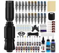 Bigcan Compact Wireless Rotary Tattoo Pen Kit - Mini Tattoo Machine with 1300mAh Battery Pack, 10000RPM Motor, 20 Inks and 20 Cartridges for Artists,Black