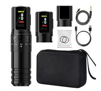 Bigcan Professional Adjustable Stroke Wireless Rotary Tattoo Pen,7-Speed 2.4-4.2mm Stroke, Dual Mode Wired/Wireless Design, LED Display, 2400mAh Battery,Black +2 Battery