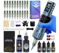 Bigcan Professional Rotary Wireless Tattoo Pen with with Adjustable Stroke 2.0-4.2mm,Color Screen - Coreless Motor Tattoo Machine,1600mAh Battery for Artists,Flawless Lining and Shading,Black
