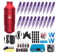 Bigcan Tattoo Pen Kit with Dual-Mode Operation, Lightweight Rotary Tattoo Machine with Coreless Motor, 10 Colors and 20 Cartridges for Artists,D