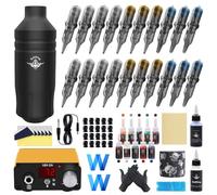 Bigcan Tattoo Pen Kit with Dual-Mode Operation, Lightweight Rotary Tattoo Machine with Coreless Motor, 10 Colors and 20 Cartridges for Artists,A