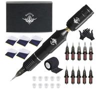 Bigcan Wireless Tattoo Machine Kit RCA Pen Adjustable 6V 11V Voltage Brushless Motor USB C Charging for Lining and Shading,Black Silver,B