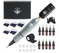 Bigcan Wireless Tattoo Machine Kit RCA Pen Adjustable 6V 11V Voltage Brushless Motor USB C Charging for Lining and Shading,Silver,B