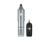 Bigcan Wireless Tattoo Pen Kit Complete Tattooing Set with Adjustable Voltage 10 Tattoo Colors Mixed Cartridges Practice Skins for Beginners and Artists,Silver,A