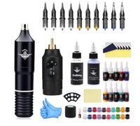 Bigcan Wireless Tattoo Pen Kit LED Display Adjustable 4V 12V Voltage 1300mAh Battery USB C Charging Brushless Motor for Lining and Shading,Black Silver