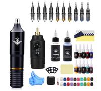 Bigcan Wireless Tattoo Pen Kit LED Display Adjustable 4V 12V Voltage 1300mAh Battery USB C Charging Brushless Motor for Lining and Shading,Black Gold