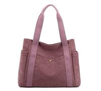 Bigcan Women's Canvas Vintage Shoulder Bag Daily Purse Large Tote Top Handle Shopper Handbag Multi-pocket Retro Casual Shoulder Bag for Women 14 inch Purse Laptop Work Bag,Purple brown