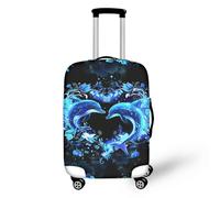 Bigcardesigns 18-30 Inch Suitcase Elastic Travel Luggage Covers, neon dolphin, S(18"-21"cover), S (18" - 21") Cover)
