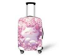 Bigcardesigns Travel Luggage Protective Covers for 18"-30" Suitcase Elastic, Lovely Pink Cat, L(26"-30" cover), L(26"-28"cover)