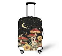 Bigcardesigns Travel Luggage Protective Covers for 18"-30" Suitcase Elastic, Mushroom Sunflower Print, S(18"-21"cover), S(18"-21"cover)