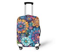 Bigcardesigns Travel Luggage Protective Covers for 18"-30" Suitcase Elastic, Novelty Boho Lotus Print, S(18"-21"cover), S(18"-21"cover)