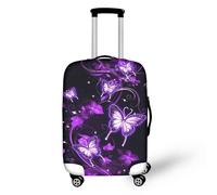 Bigcardesigns Travel Luggage Protective Covers for 18"-30" Suitcase Elastic, Purple Art Butterfly, M(22"-25"cover), M(22"-24"cover)