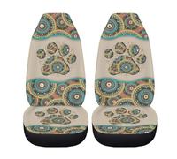 BIGCARJOB Aztec Tribal Paw Car Seat Covers Front Seat Protector 2 Packs Set of Vehicle Interior Seat Mat Cover Universal Fit Cars,Sedan,Truck,SUV