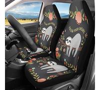 BIGCARJOB Easy Wrap Car Seat Cover Front Saddle Blanket Comfort Covers Sloth Print Fashion Decorative Pack of 2