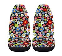 BIGCARJOB Hippie Art Daisy Car Seat Covers Full Set 2 Pcs Daisy Flower Car Accessories Set for Women Girly Universal Vehicle Bucket Seat Protector,Fit Most Vehicle,Cars,Sedan
