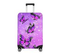 BIGCARJOB Luggage Cover Travel Suitcase Protector Bagggae Proof Fit 18-30inch Anti-scratch, Purple butterflies, L(26"-28"cover), L(26"-28"cover)
