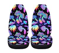 BIGCARJOB Mushroom Car Seat Covers for Front Seat Only,Purple Fantastic Mushroom Car Accessories Universal Auto Front Seat Protector Set 2 Pcs All Weather Car Interior Seat Cushion Dog Blanket