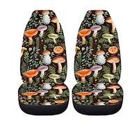 BIGCARJOB Mushroom Car Seat Covers Set,2 Pcs Wild Mushroom Auto Front Seat Pads Auto Seats Protector Interior Accessories for Womens Bucket Seat Cushion Pads,Fit Most Cars,SUVs,Trucks,Vans