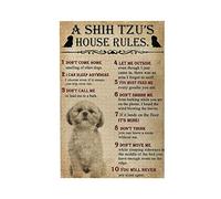 Bigccaee A Shih Tzu House Rules For Fan Dog Retro Metal Tin Sign 8X12 Inches