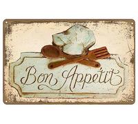Bigccaee Bon Appetit French Chef, Metal Tin Sign For Home Bar Garden Kitchen Pub Bistro Wall Art Decor In Retro Metal Tin Sign 8X12 Inches
