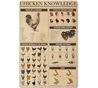 Bigccaee Chicken Knowledge Metal Tin Sign Parts Of A Chicken Funny Poster Farm Chicken Coop Country Living Room Bedroom Kitchen Home Art Wall Decorated Plaque Gift Retro Metal Tin Sign 8X12 Inches