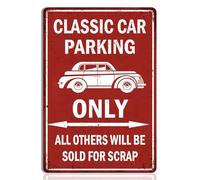 Bigccaee Classic Car Parking Only Tin Sign - Funny Garage Wall Decor For Men With Vintage Car Artwork Retro Metal Tin Sign 8X12 Inches