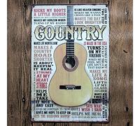 Bigccaee Country Music Guitar Jigsaw Adult Kid Educational Retro Metal Tin Sign 8X12 Inches
