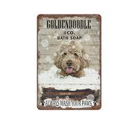 Bigccaee E Bath Soap Goldendoodle Great Gift For Dog Lover Pet Thick Retro Metal Tin Sign 8X12 Inches