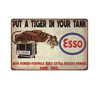 Bigccaee Esso Put A Tiger In Your Tank, Vintage Look Metal Wall Decor Garage Sign Retro Metal Tin Sign 8X12 Inches