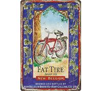 Bigccaee Fat Tires Amber Decorative Metal Tin Signs Cafe Beer Bar Decoration Plat Wall Art Plaque Vintage Home Decor Retro Metal Tin Sign 8X12 Inches