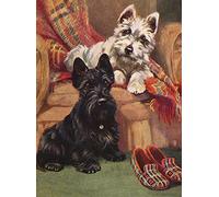 Bigccaee Fun Scottish Terrier, Westie And Slippers Dog Thick Sturdy Challenging Retro Metal Tin Sign 8X12 Inches
