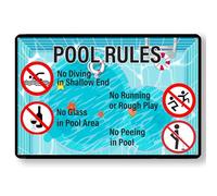 Bigccaee Funny Pool Rules Metal Tin Sign, No Diving In Shallow End No Peeing In Pool Warning Tin Signs For Swimming Pool Water Park Beach Decores Retro Metal Tin Sign 8X12 Inches