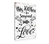 Bigccaee Funny This Kitchen Is Seasoned With Love Decor Farmhouse Rustic When Life Gives You Lemons Sign For Home Decor Gifts Retro Metal Tin Sign 8X12 Inches
