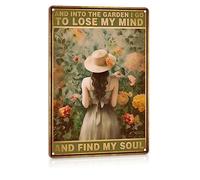 Bigccaee Garden Sign Tin Sign Vintage Metal Signs Cottage Core Room Decor Into The Garden I Go To Lose My Mind Hippie Posters Outdoor Home Wall Decorations Retro Metal Tin Sign 8X12 Inches