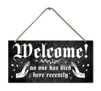 Bigccaee Halloween Witch Sign Wood Hanging, Funny Dark Gothic Decor For Home Porch Garden Witchy Decoration Patio Halloween Decor, No One Died Here Recently Retro Metal Tin Sign 8X12 Inches