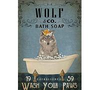Bigccaee Metal Poster Plaque Wolf Co Bath Soap Retro Metal Tin Signs Vintage Aluminum Sign Tin Signs Home Decorations Retro Metal Tin Sign 8X12 Inches