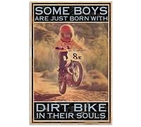 Bigccaee Metal Signs Plaques Wall Decor Hanging Art Some Boys Are Just Born With Dirt Bike In Their Souls Posters Prints Art Sculpture Decorative For Home Bedroomes Retro Metal Tin Sign 8X12 Inches