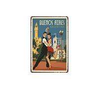 Bigccaee Metal Tin Sign Buenos Aires Argentina Pub Outdoor Bar Retro Poster Home Kitchen Restaurant Wall Decor Signs Retro Metal Tin Sign 8X12 Inches