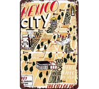 Bigccaee Mexico City'Es Retro Vintage Decor Sign Metal Tin Sign Home Bar Wall Decor Retro Metal Tin Sign 8X12 Inches