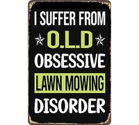 Bigccaee Obsessive Love Lawn Mowing Mower Lawnmower Metal Signs Vintage Farm Bar Man Cave Garage Wall Art Office Gift Retro Metal Tin Sign 8X12 Inches