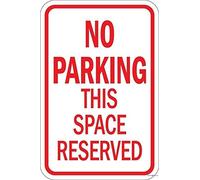 Bigccaee Restriction caution tin sign/no parking this space reserved; metal sign/garage parking yard aluminum sign 8×12 INCH