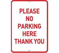 Bigccaee Restriction caution tin sign/please no parking here/thank you parking for yard garage driveway house fence metal sign/garage parking yard aluminum sign 8×12 INCH