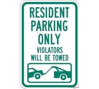 Bigccaee Restriction caution tin sign/resident parking only violators will be towed,es, green on white metal sign/garage parking yard aluminum sign 8×12 INCH