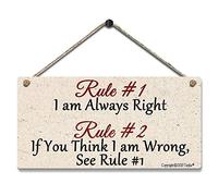 Bigccaee Rule #1 I Am Always Right Rule #2 If You Think I Am Wrong, See Rule #1 Vintage Look Tin Decoration Art Sign For Home Inspirational Quotes Wall Decor Retro Metal Tin Sign 8X12 Inches