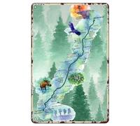 Bigccaee The Appalachian Trail Hiking Trail Map Tin Sign Retro Metal Signs Adventures Wall Art Decor Home Cafe Bar Decorationes Retro Metal Tin Sign 8X12 Inches