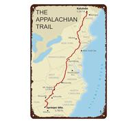 Bigccaee The Appalachian Trail Map Vintage Metal Signs Hiking Retro Tin Plaque Adventures Poster Home Bar Cafe Wall Art Decores Retro Metal Tin Sign 8X12 Inches