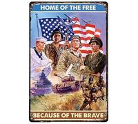 Bigccaee Veteran Tin Sign - Home Of The Free Because Of The Brave Vintage Poster, Happy Veterans Day, Gift Home Decor Wall Art Retro Metal Tin Sign 8X12 Inches