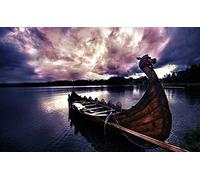 Bigccaee Viking War Raiding Ship Moored Puzzles For Adults Retro Metal Tin Sign 8X12 Inches