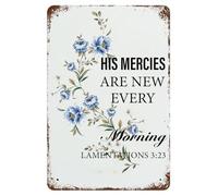 Bigccaee Vintage Metal Sign His Mercies Are New Every Morning Lamentations 3:23 Creative Tin Signs Retro Wall Decor For Home Bar Pub Cafe Farm Garden Garage Decor Retro Metal Tin Sign 8X12 Inches