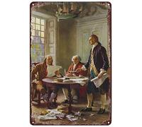 Bigccaee Vintage Metal Signs - Benjamin Franklin, John Adams, Thomas Jefferson Draft The Declaration Of Independence In 1776 Tin Sign Poster Wall Art Decor Plaque Retro Metal Tin Sign 8X12 Inches